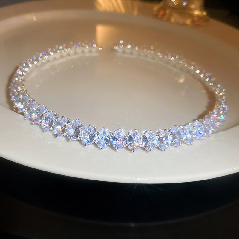 Wholesale Oval Zircon Necklace Clavicle Chain